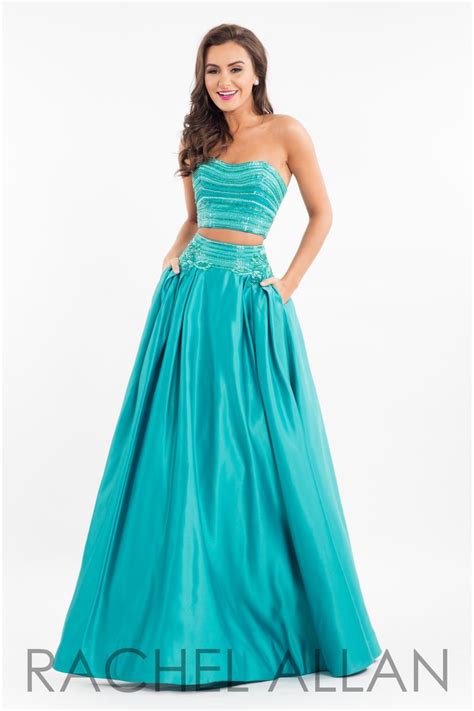Rachel Allan 7525 Beaded Satin 2pc Prom Gown French Novelty