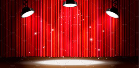 Red Curtain With Bright Spotlight Custom Designed