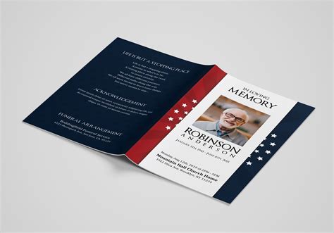 American Flag Military Veteran Navy Funeral Program Template | Funeral