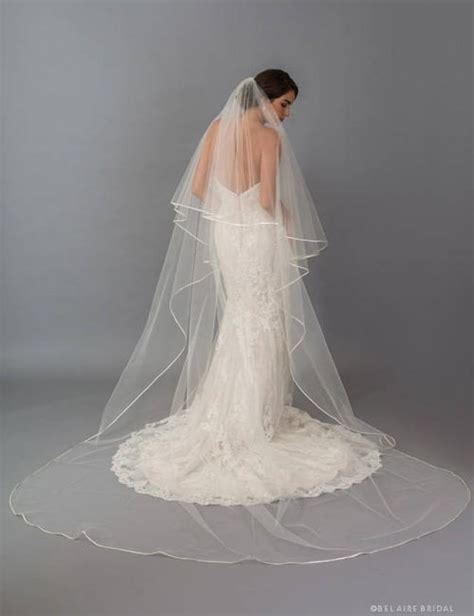 Double Tier With Satin Ribbon Wedding Veil Bridal Veil Two Tier