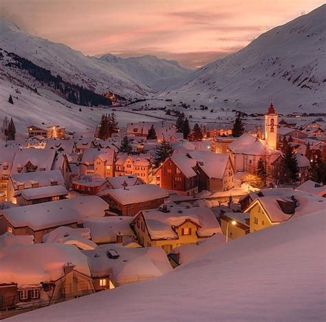 Andermatt Canton Uri Switzerland Winter Scenery Winter Landscape