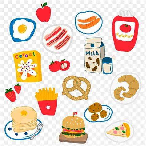 Cute Food Doodle Sticker Design Element Set Free Image By Rawpixel