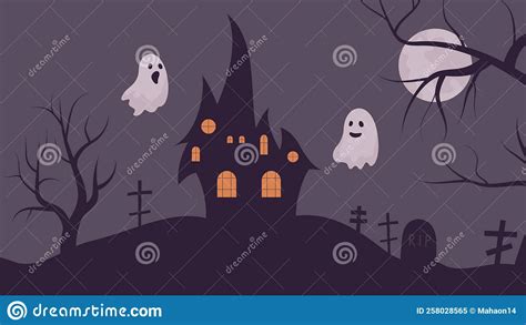 Dark Halloween Scenery Stock Vector Illustration Of Castle 258028565