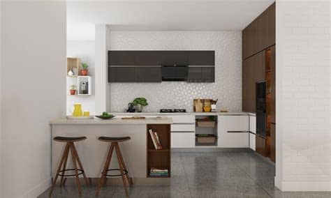 Neutral tones throughout the working elements of the kitchen allow the. Buy Eleanor L-Shape Modular Kitchen online in India ...