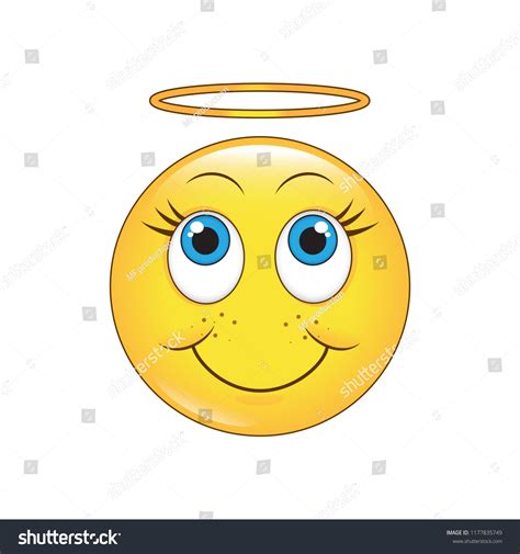 Emoji Angel Face Vector Isolated On White Royalty Free Stock Vector 1177835749