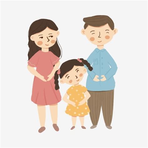 Gambar Ibu Dan Ayah Elemen Kartun Potret Keluarga Gadis Kecil Clipart