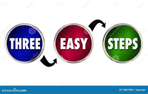 Three 3 Easy Steps Circles Process Directions Stock Illustration