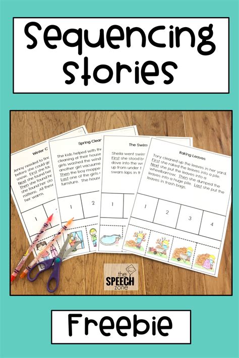 The Freebie Book For Sequencing Stories With Scissors And Pencils On A