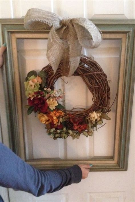 Loop ribbon around the back of the wreath form. Pin by Erin Cavey on Do it all by yourself | Picture frame wreath, Frame wreath, Picture frame ...