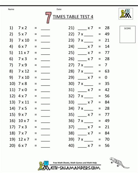 7th Grade Math Printable Worksheets