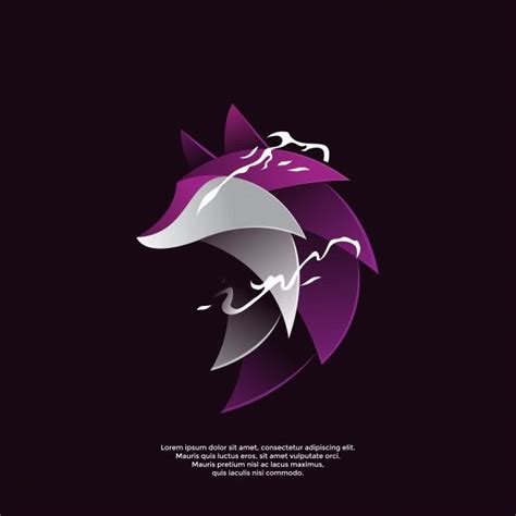 Gradient Purple Wolf Logo Template Eye Illustration Cartoon Faces