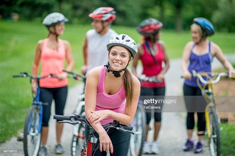 Adult Friends On Bike Ride High Res Stock Photo Getty Images