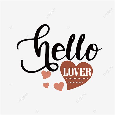 Simple Hello Lover Phrase Svg Art Word Love Coffee Color Pink Png