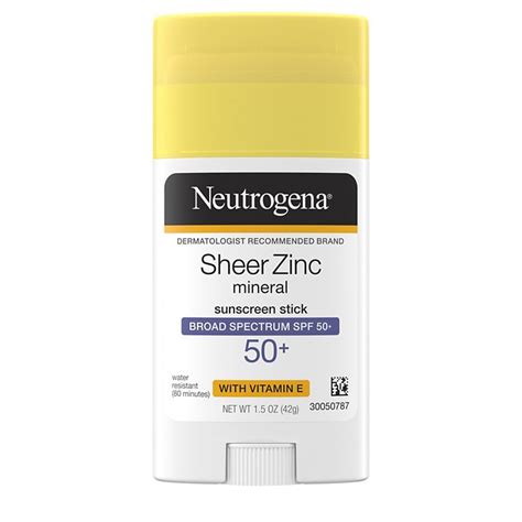 Neutrogena Sheer Zinc Mineral Sunscreen Stick With Vitamin E Broad
