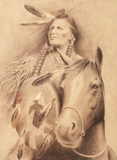 Chief On Horse Drawing 21x17 By Wayne Cooper Pencil Drawing Kp Native