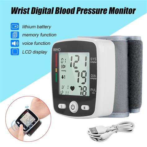 Lcd Digital Wrist Blood Pressure Usb Recharge Monitor Heart Rate Beat