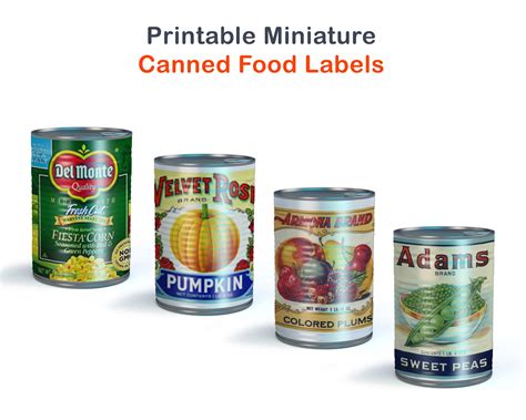 Dollhouse Miniatures Printable Canned Food Labels Barbie 112 Scale
