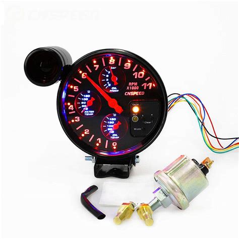 Buy 5 Inch Tachometer Gauge Kit 4 In 1 Car Motor 11000 Rpm Meter 12v