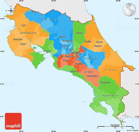 Political Simple Map Of Costa Rica Single Color Outside