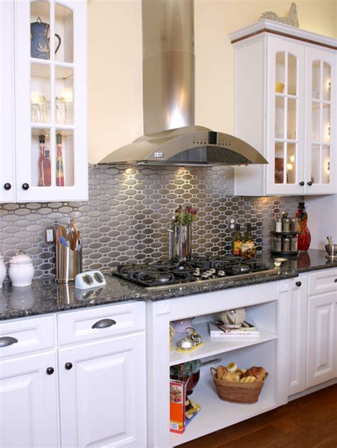 Stainless steel tile can be used for a kitchen backsplash much the same as marble or ceramic. Stainless Steel Backsplash | Houzz