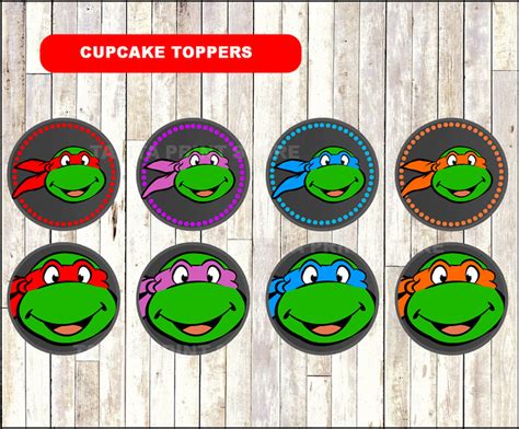 Ninja Turtles Chalkboard Cupcakes Toppers Printable Ninja Etsy