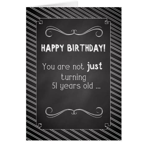 51 Year Old Happy Birthday Chalkboard Look Card Zazzle