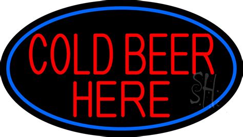 Cold Beer Here With Blue Border Led Neon Sign Cold Beer Neon Sign