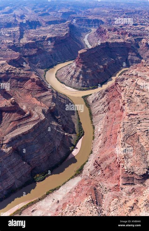 Aerial View Of The Confluence Between Green River And Colorado River