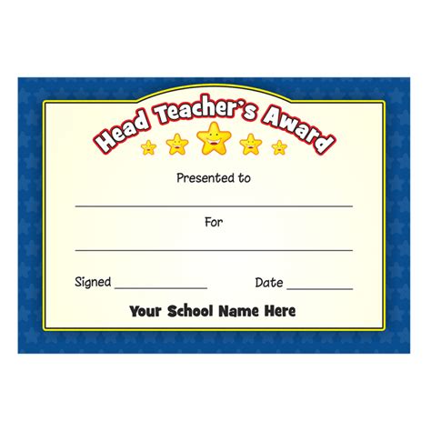 Head Teachers Stars Award Certificate Available At School Stickers