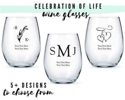 Custom Celebration Of Life Large Wine Glasses 10 Designs To Pick From Personalized Wine Glass