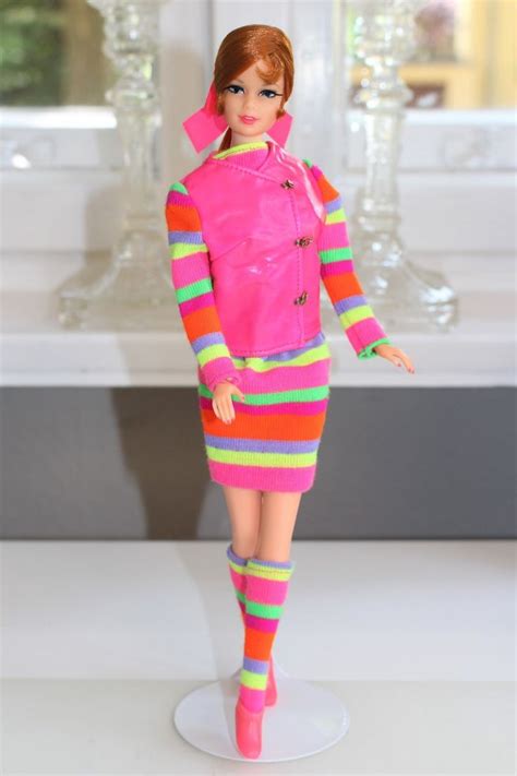 Tnt Stacey In Stripes Are Happening Both 1968 Vintage Barbie Clothes Vintage Barbie Dolls