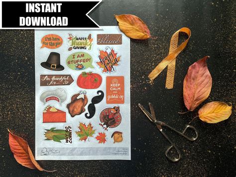 Printable Thanksgiving Stickers For A Planner Scrapbook Etsy