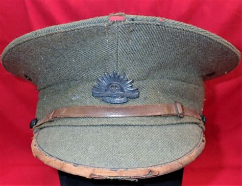 Australian Army Anzac Ww2 Uniform Peaked Cap With Rising Sun Badge Jb