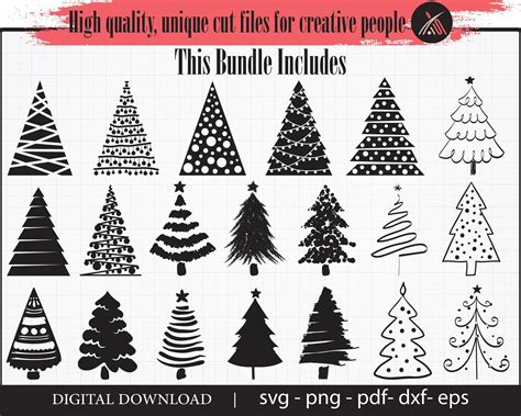 35 Christmas Tree Svg Bundle Christmas Trees Silhouette Svg Etsy