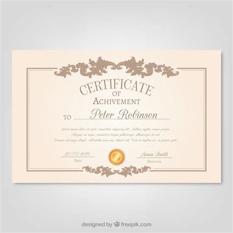 Premium Vector Vintage Elegant Certificate Of Achievement