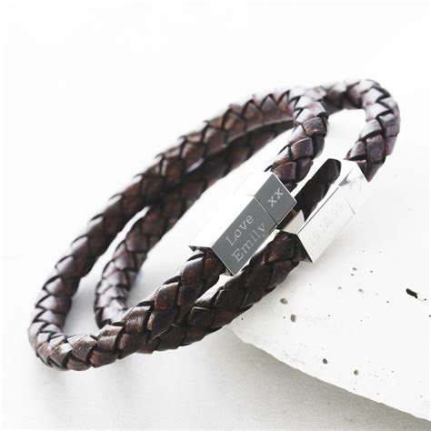 Our custom made bracelets for men and women are made from the highest quality materials. Men's Square Leather Engraved Bracelet By Under The Rose ...
