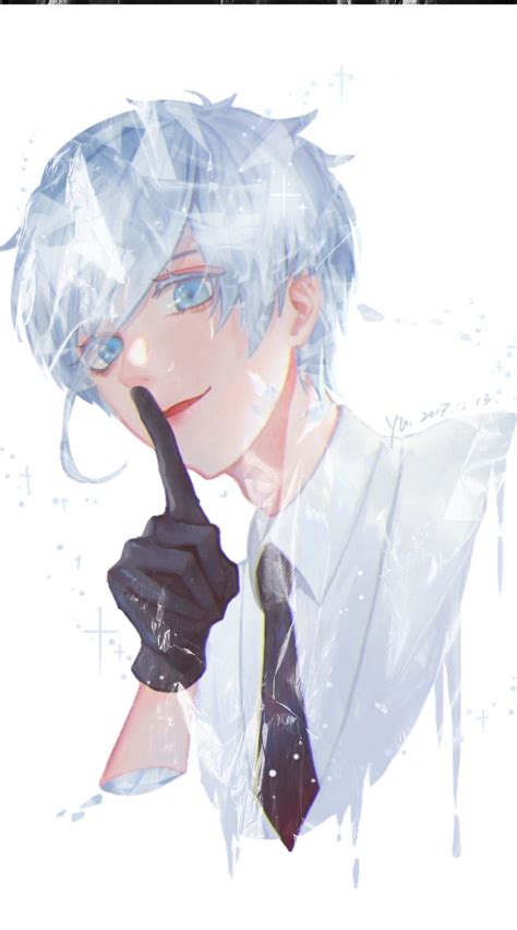 Wallpaper Anime Boy Earrings White Hair Shoujo Wallpapermaiden Anime
