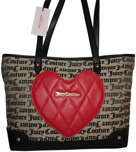 Juicy Couture Shoulder Bag Heart Breaker Purse Go Black Beige Red