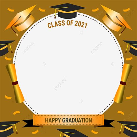Twibbon Social Media Png Transparent Golden Frame Graduation With