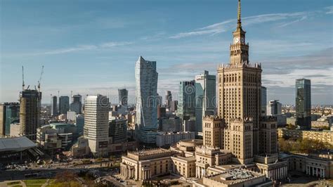 Aerial View Downtown Warsaw Poland On A Sunny Day Editorial Photo