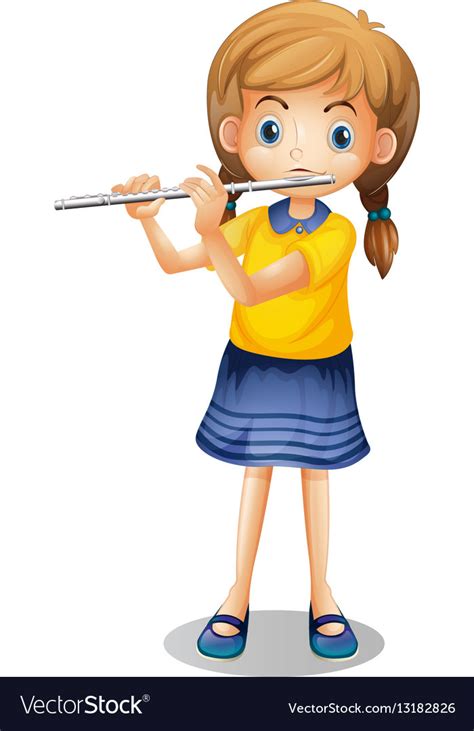 Girl Playing Flute Alone Royalty Free Vector Image