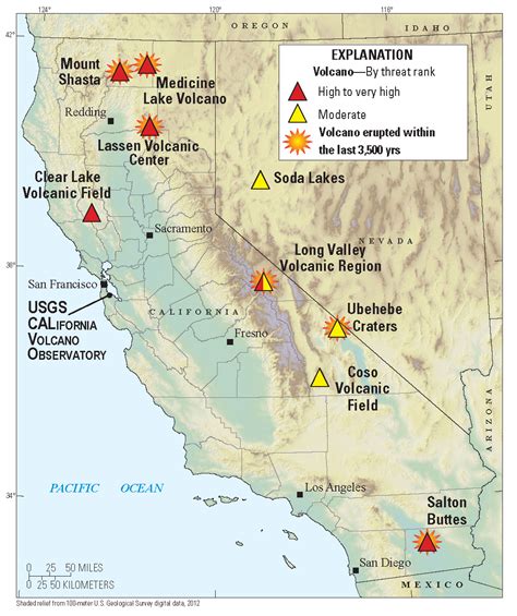 Map Of Moderate High And Very High Threat Volcanoes In CA U S