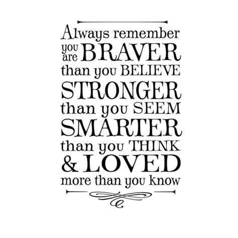 Maybe you would like to learn more about one of these? Always remember you are braver than you believe … winnie the pooh quote, lettering art, vinyl ...