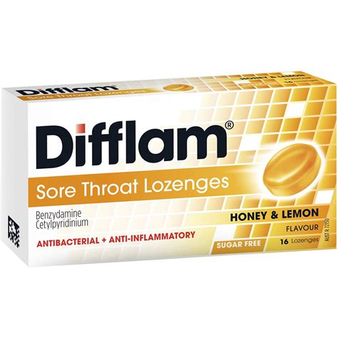 Difflam Sore Throat Lozenges Honey And Lemon 16 Pack Woolworths