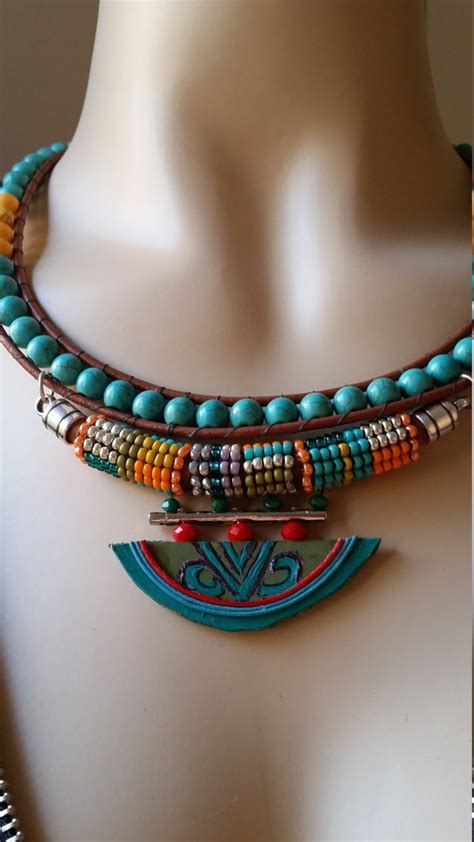 Items Similar To Native American Necklace Choker Necklace Leather