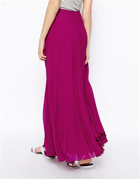 Asos Pleated Maxi Skirt In Berry Purple Lyst