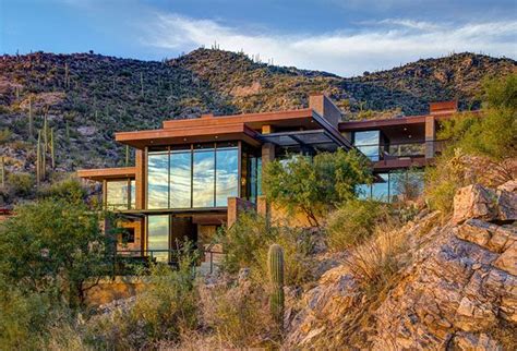 Multi Level Desert Home Organically Forms Into The Mountainside