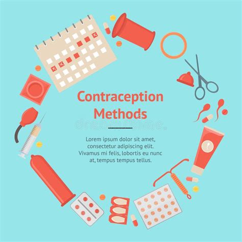 Cartoon Contraception Method Banner Card Vector Stock Vector