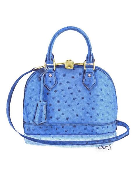 Louis vuitton savane monogram chapman lion luggage tag 405931. Oil painting of Louis Vuitton Alma Bb in Sapphire Blue 9 ...