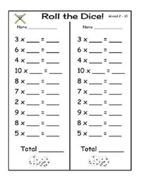 Roll dice, add them up, and see. 12 Best Images of Roll The Dice Worksheet - Multiplication ...
